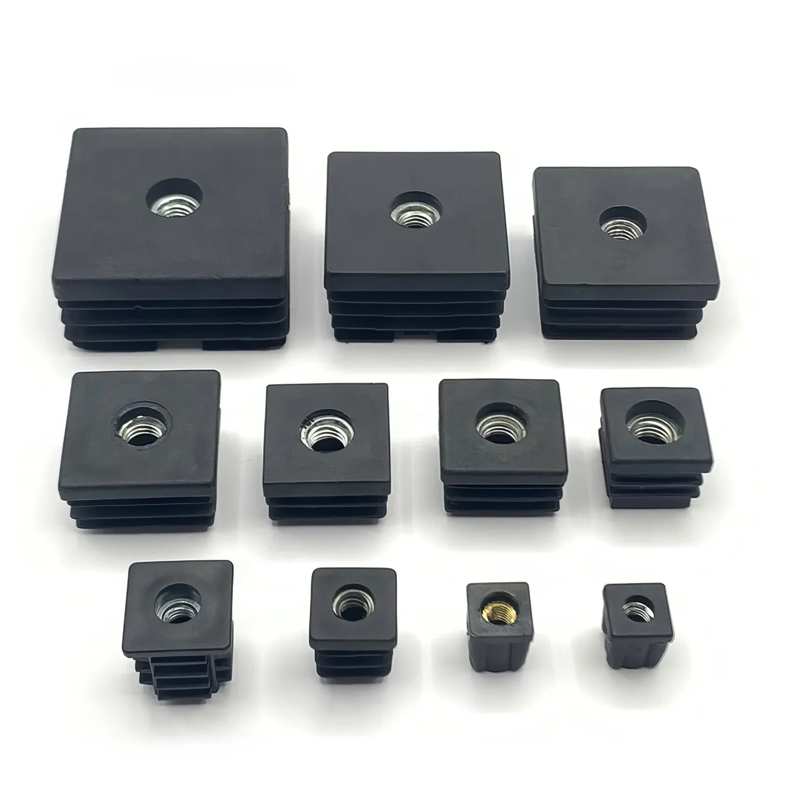 Pipe End Cap 10/5pcs Black/white Square Pipe Plugs Nut Hole Blanking End Inserts Caps Pipe Cover M5 M6 M8 Furniture Leg Feet Tube Plug