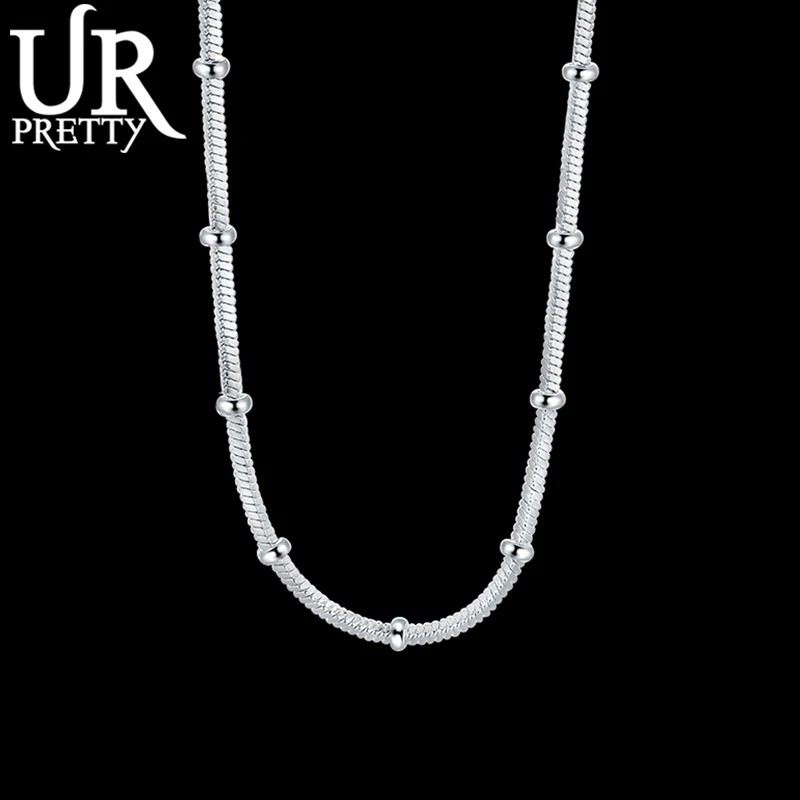 

URPRETTY 925 Sterling Silver Bamboo Festival Chain Necklace 16/20 Inch For Man Woman Wedding Engagement Party Jewelry