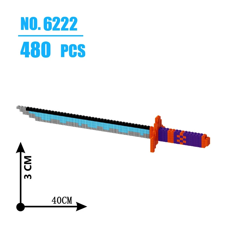480Pcs Samurai Sword Building Blocks Ninja Blade Katana Japanese Anime Butterfly Nichirin Knife Bricks Toys For Children Adult 4