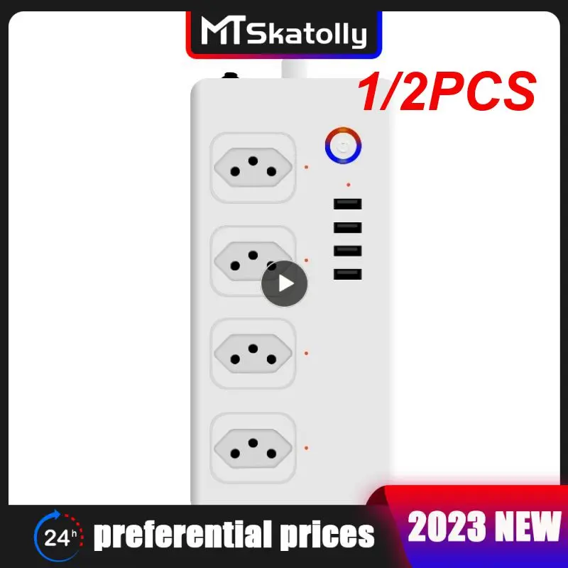 

1/2 шт. бразильский смарт-удлинитель Zigbee, розетка Tuya Zigbee с 4 вилками и 4 USB-портами, индивидуальное управление, работает с Alexa