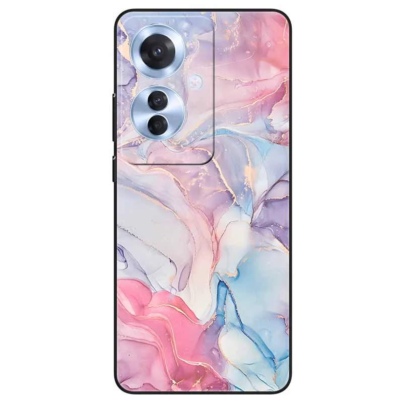 Black Marble Print Silicone Phone Cover - Fashionable Protective Shell and Soft TPU Case