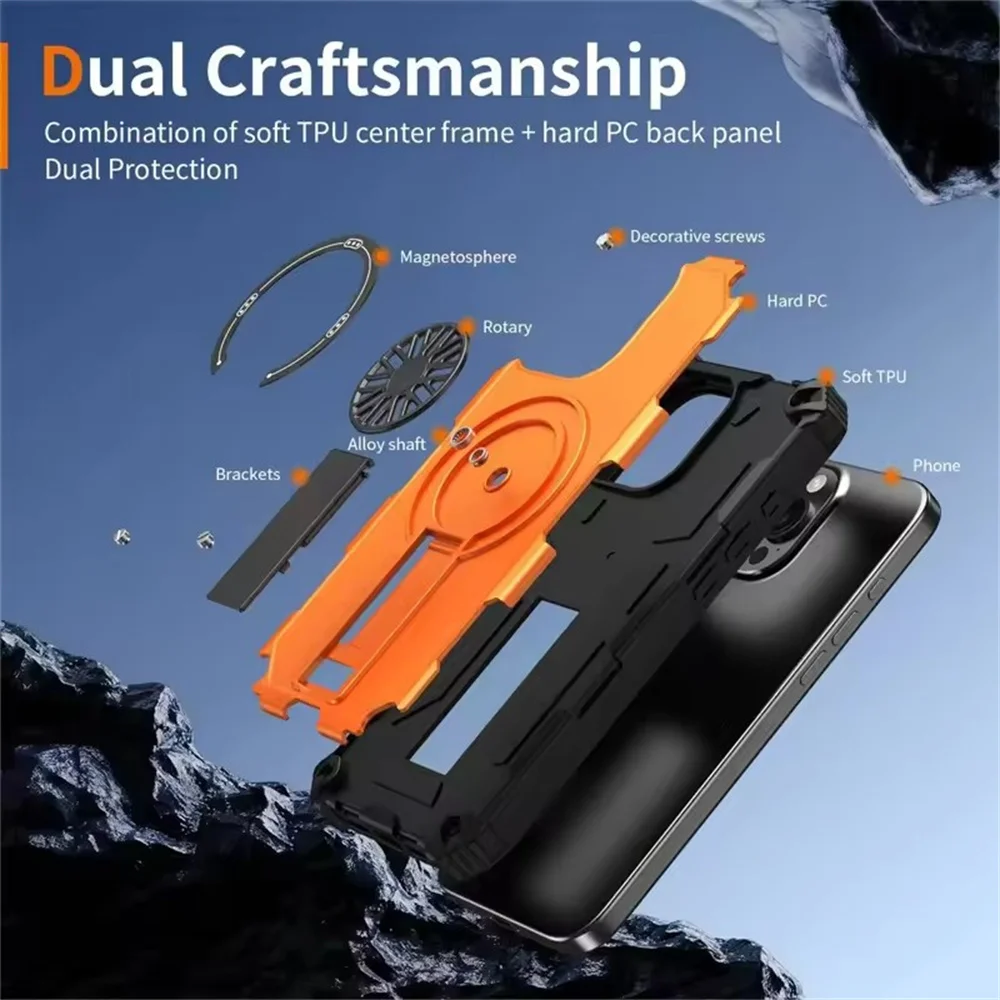 Magnetic Folding Stand Armor Phone Case with Magsafe Dual Layer Military Cover