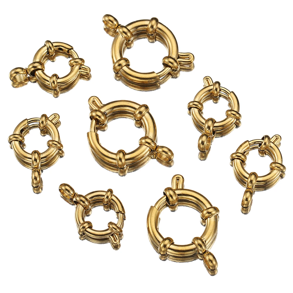 4 Stück 10–18 mm Edelstahl-Federverschlüsse, rund, Matrosenverschluss, Armband, zwei Schlaufen, Verbinder, DIY, Schlüsselbein, Halskette, Schmuckherstellung – Detail 14