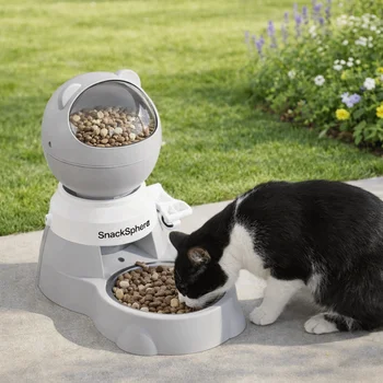 Large Capacity Automatic Pet Feeder Visual Window Portion Control Cat Press Feeder Leak-Proof Detachable Pet Food Bowl Travel