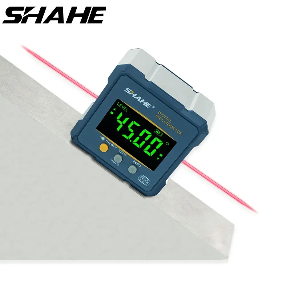 SHAHE Digital Angle Finder Electronic Level Laser Digital Level Protractor Inclinometer Angle Gauge Rechargable Box digital angle finder