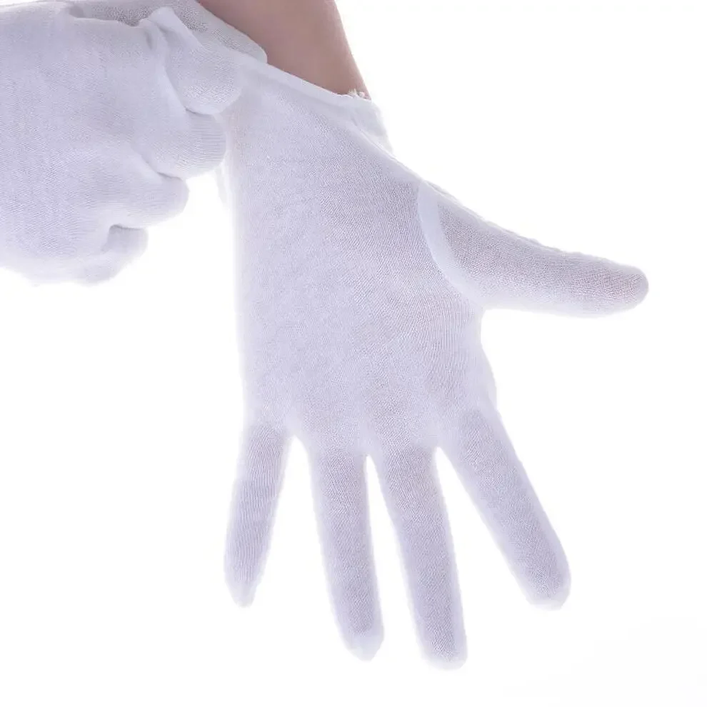 Unisex Full-Finger Etiquette White Cotton Gloves