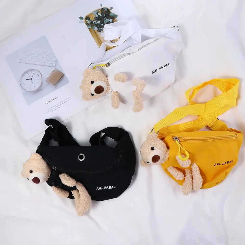 

Crossbody Letter Belt Bag Shopping Bags Handbags Bear Canvas Bag Crossbody Waist Bag Phone Key Pouch Bear Waist Bag
