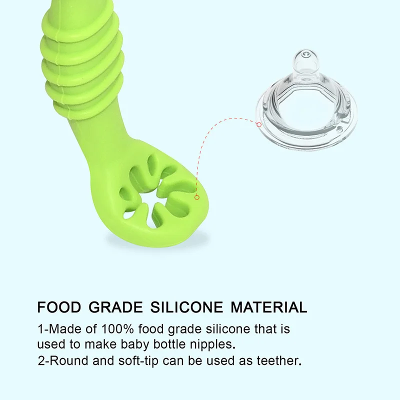 Baby Silicone Grinding Training Spoon Feeding Complementary Food Rice Paste Double Headed Soft Spoon Sticky Licking Rod BPA Free 6