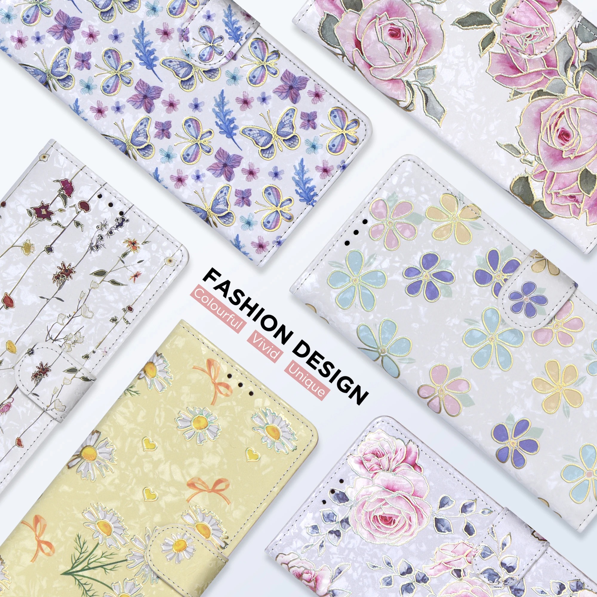 Floral Leather Wallet Phone Case