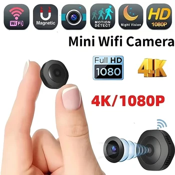 Nuova Mini Telecamera Wireless 4K HD Portatile con Visione Notturna, Registratore Video e Vocale, Monitoraggio Remoto WiFi, Telecamera di Sicurezza