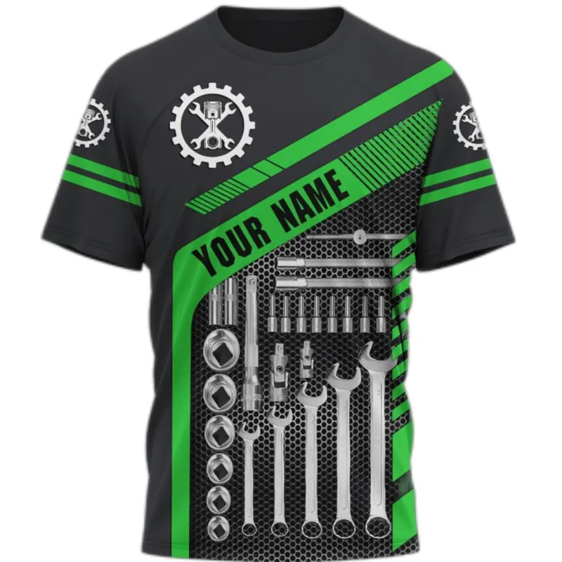 New Summer Mechanical Worker Skull 3D Printed Vintage Casual