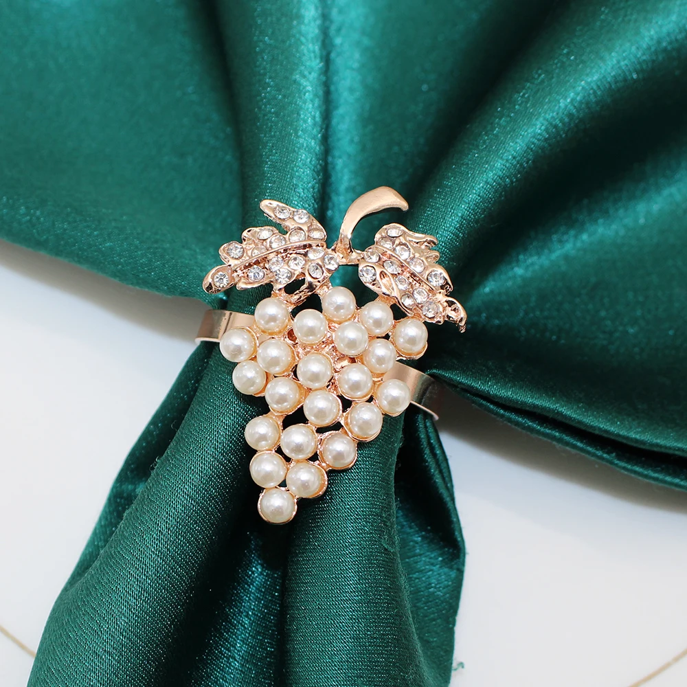 Grape Napkin Ring Wedding Napkin Holder Ring Gold Buckle For Holiday Parties Daily Family Gathering Table Decor HWP02