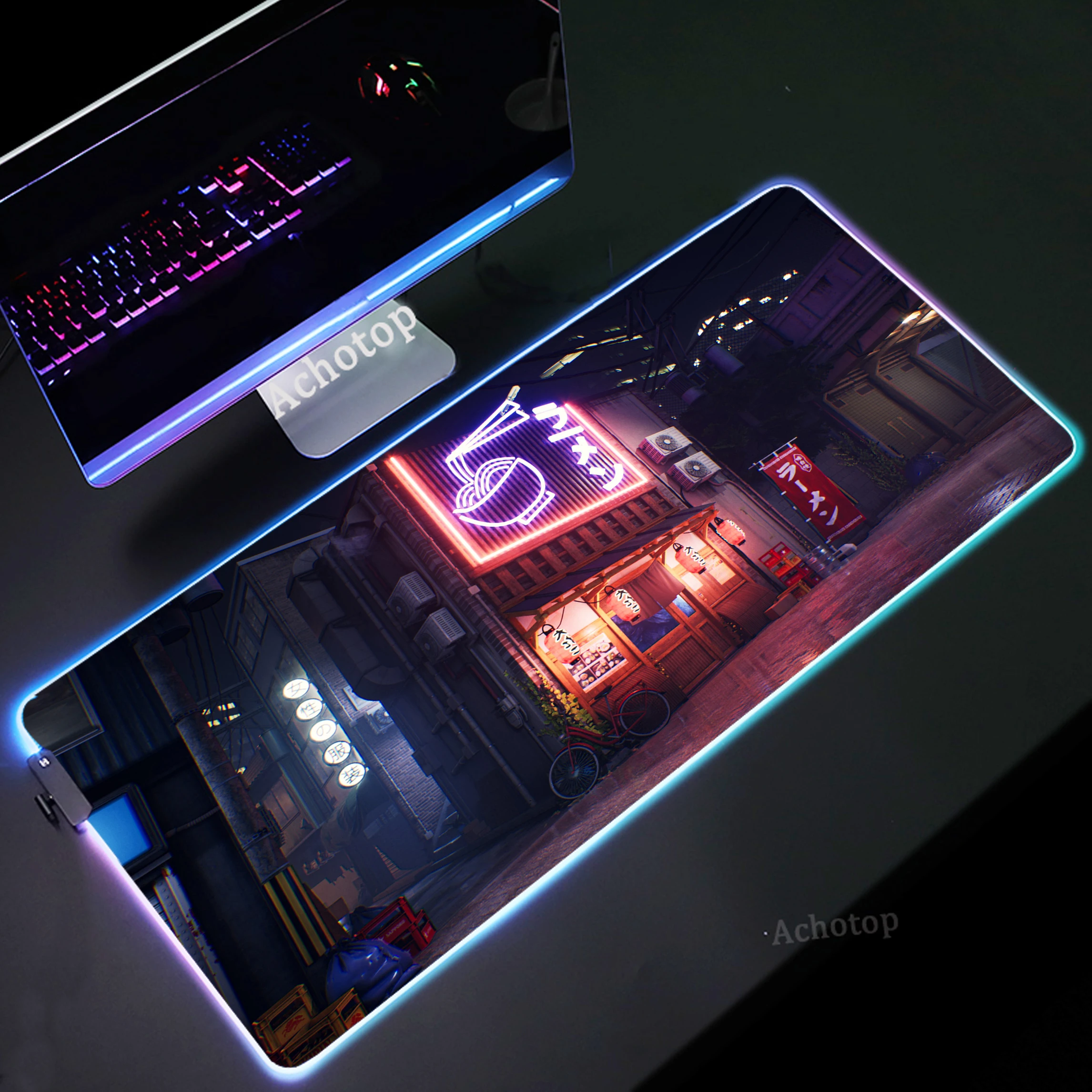 

RGB Mousemat Neon HD Print Keyboard Mousepad LED Backlit Desktop Pads Locking Edge Rubber Mouse Mat Large Gaming Carpet Deskmat