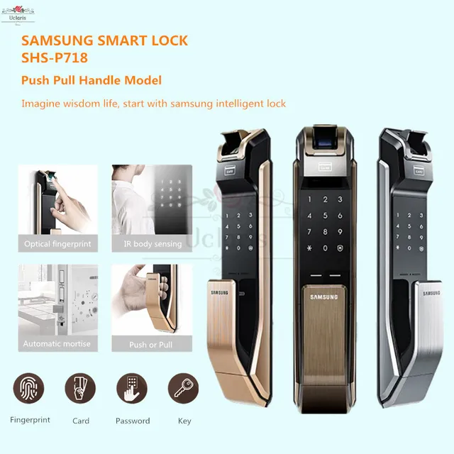 Samsung SHS-P718 Push Pull Handle With Fingerprint Digital Smart Home Lock and Rfid Card Verification 1