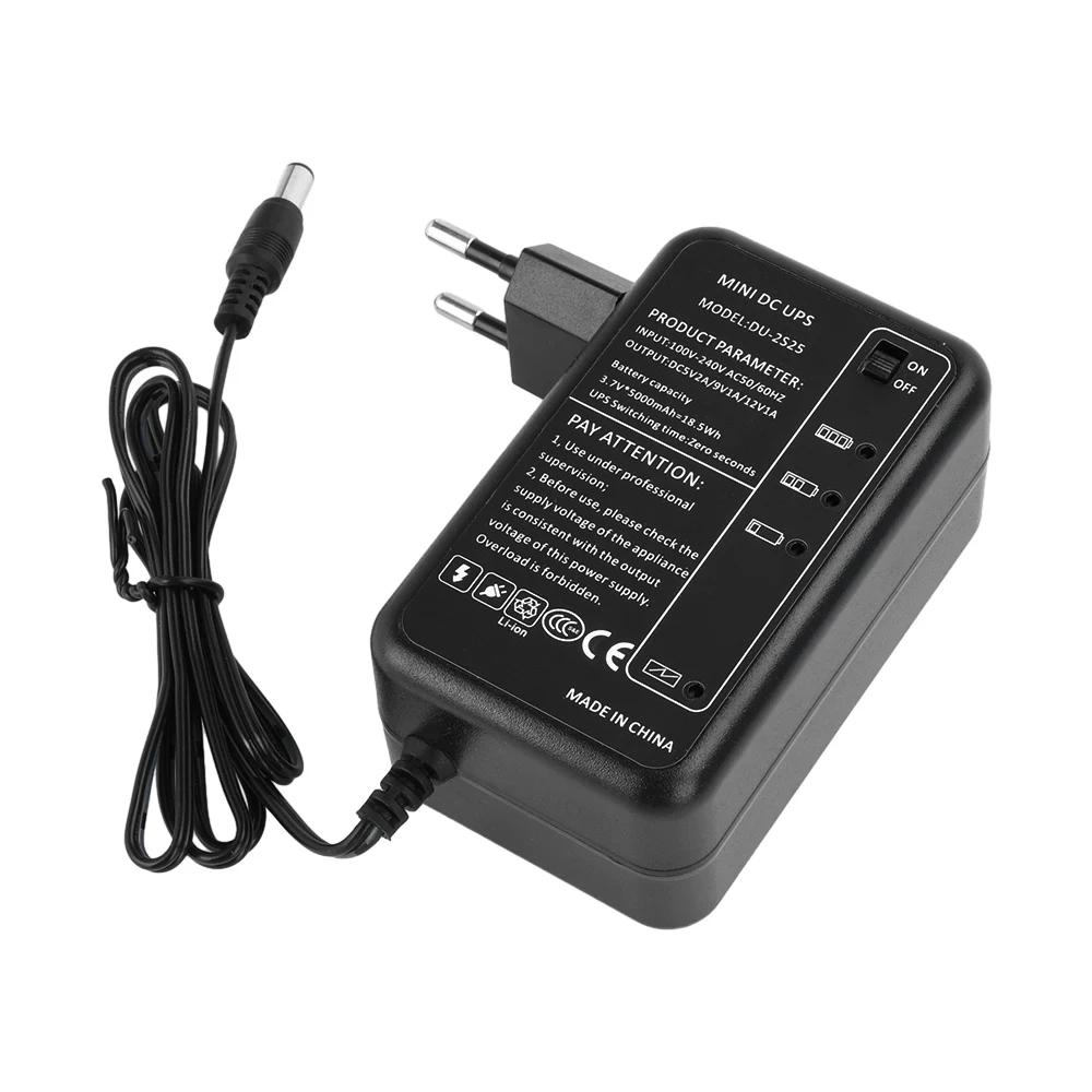 AC 100-240V to DC 5V 9V 12V Power Adapter Router Camera Small UPS 5000Mah Backup Power Build in Battery