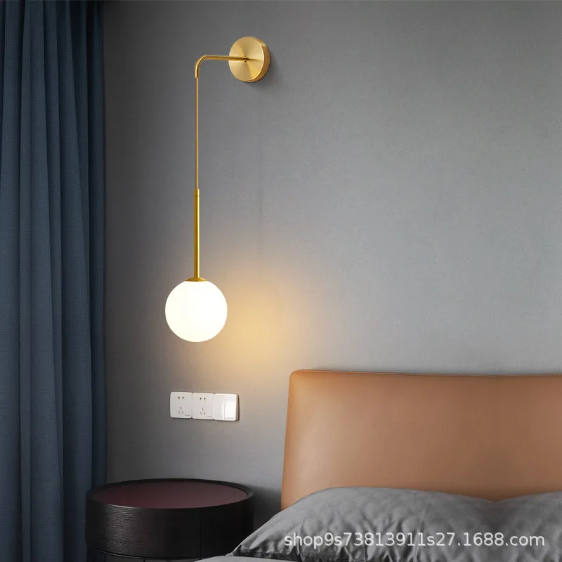 

Wall lamp bedroom bedside lamp Nordic modern simple light luxury living room hallway light creative background wall lamp