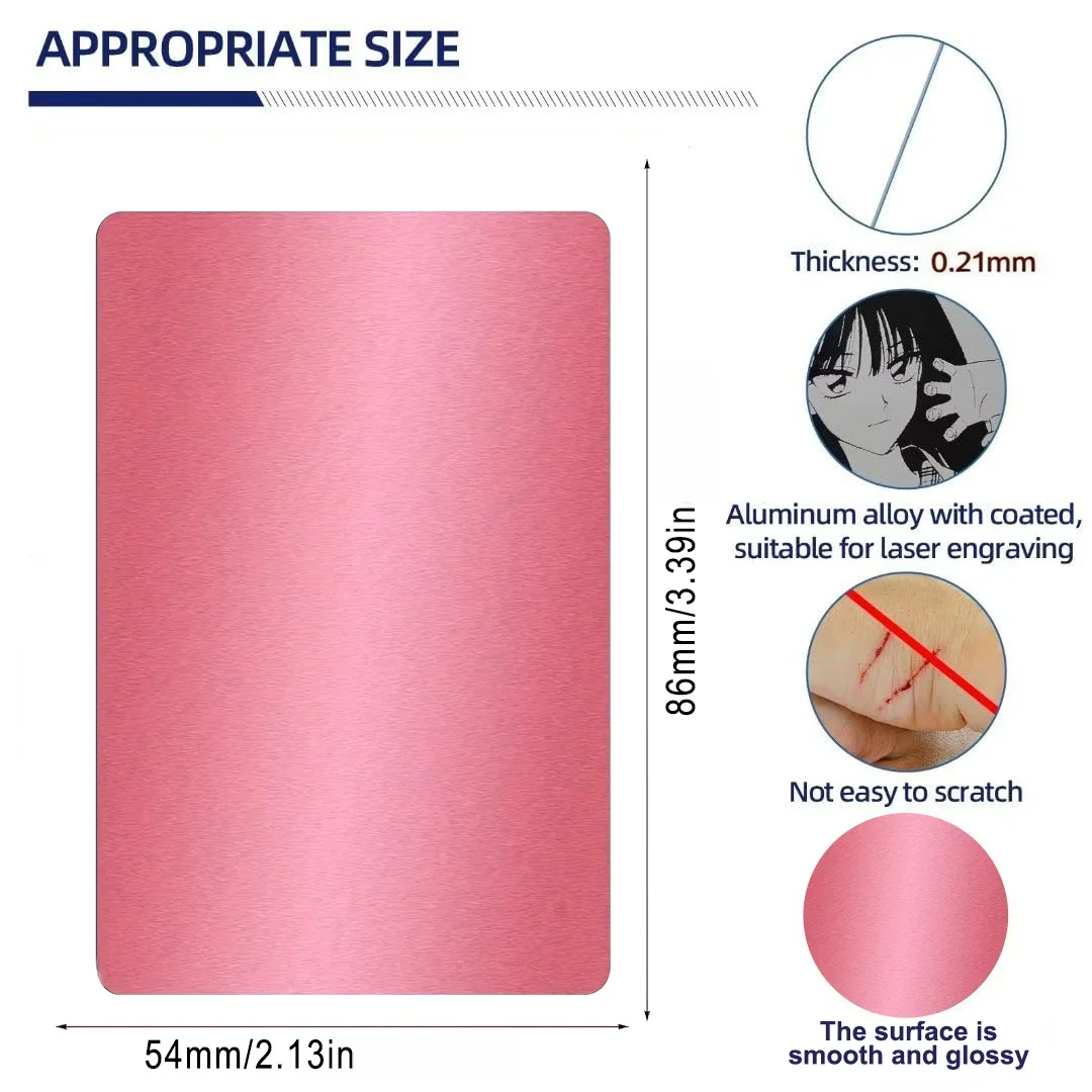 50개/세트 알루미늄 금속 명함 DIY 각인 카드 가정 사무용품 알루미늄 블랭크 레이저 각인용 블랭크