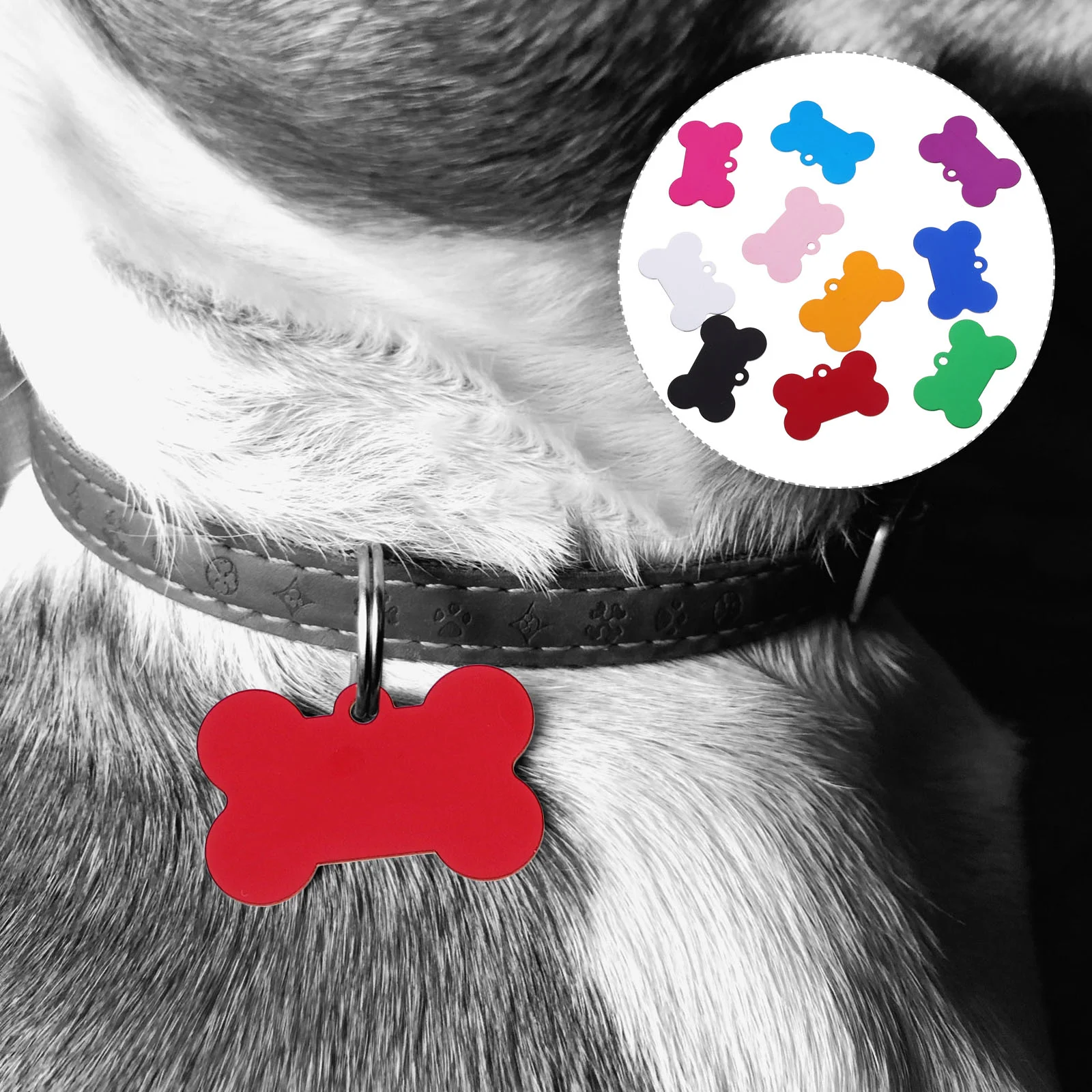 

50 Pcs Aluminum Dog Tag Keychain Pendant Puppy Pet Id Tags for Dogs Small Alloy