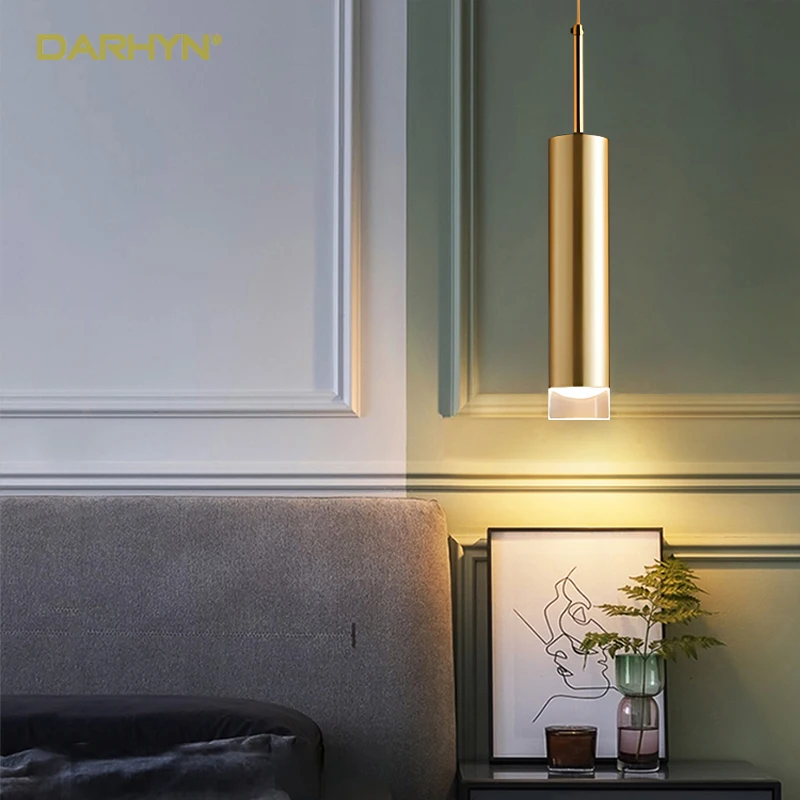 

Long Tube LED Pendant Light Postmodern Indoor Decor Dinning Living Room Staircase Loft Aisle Chandelier Simplist Downlight