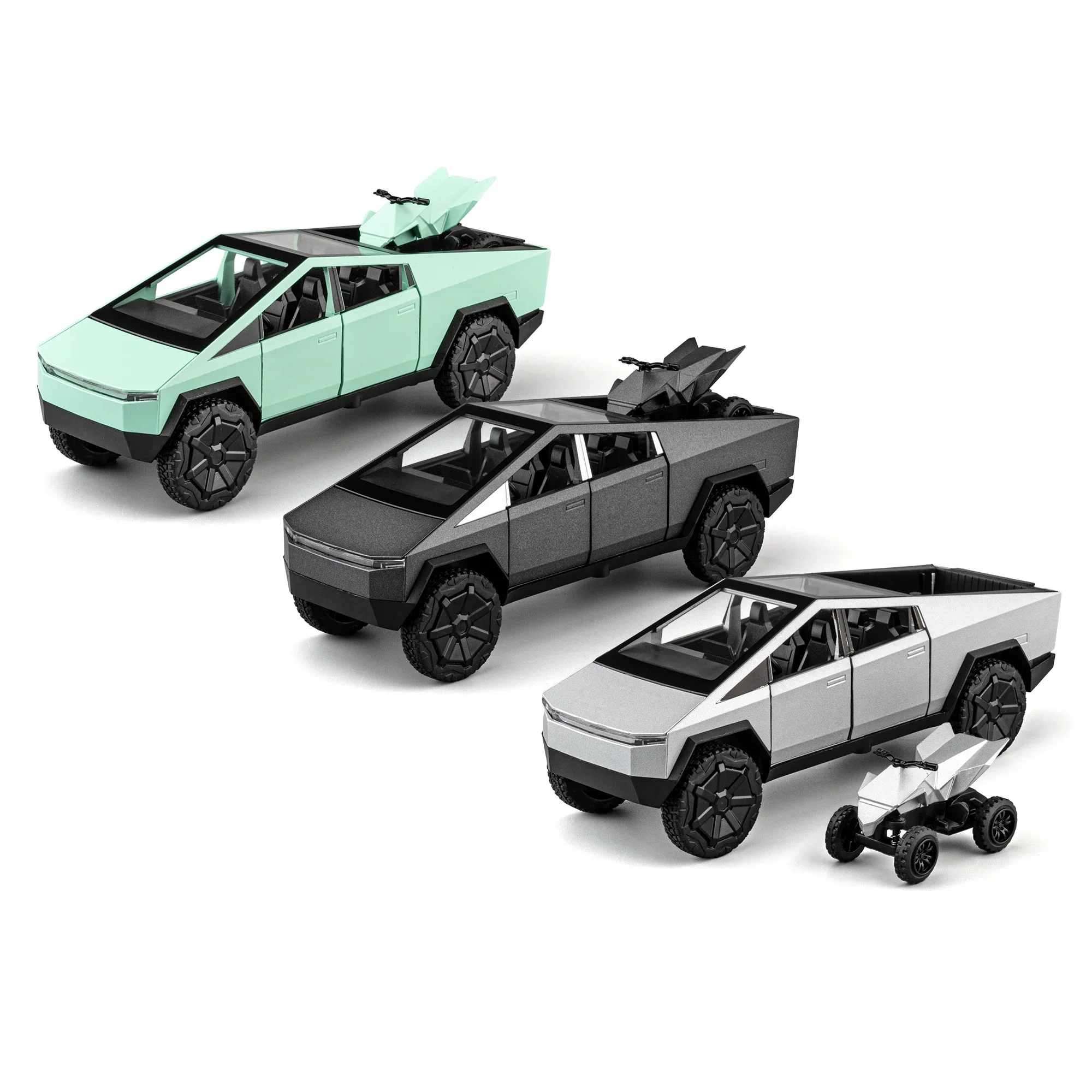 1/32 Tesla Cybertruck Pickup Model S Model X Model Y Toy Car Diecast Metal Off Road Collection Pull Back Sound Light Gift Boy 6