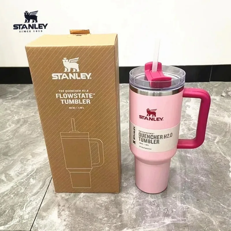 

Стакан Stanley Tumbler 40 унций, автомобильная кружка из нержавеющей стали с ручкой, с двойными стенками, Термокружка для путешествий, вакуумная Изолированная кофейная чашка