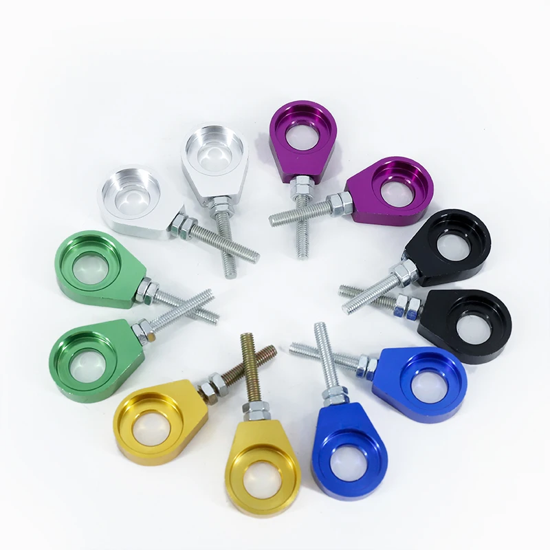 Motorcycle Chain Tensioner Pulley 110cc 125cc 140cc Aluminum Chain Tensioner Adjuster Dirt Bike Pit ATV Motorcycle Scooter 12mm or 15mm Rear Wheel axle hole