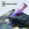 Tattoo Kit POSEIDON High Power Tattoo Pen Kit For Permanent Makeup Tattoo Machine Kit Hot Purple Tattoo Power Supply Tattoo Gun 6