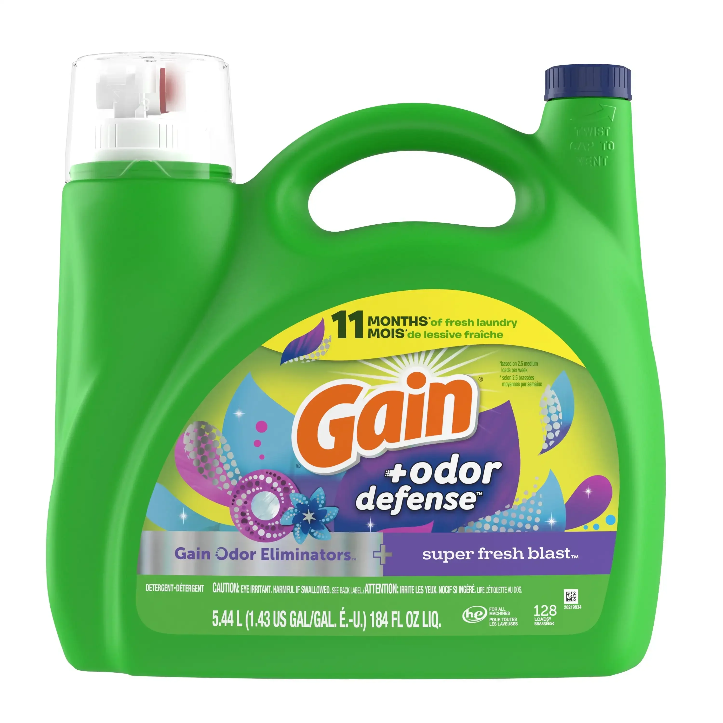 Odor Defense Liquid Laundry Detergent Super Fresh Blast Scent Loads Safe To Use on All Fabric Types