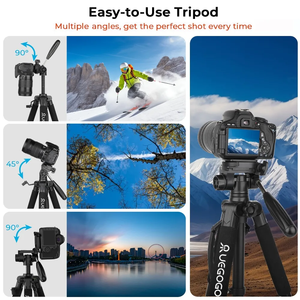 Q188 187cm Portable Camera Tripod Aluminum Alloy 6kg load capacity for DSLR Nikon phone holder 360&deg; Panorama Photography camera tripod,foldable tripod,camera accessory