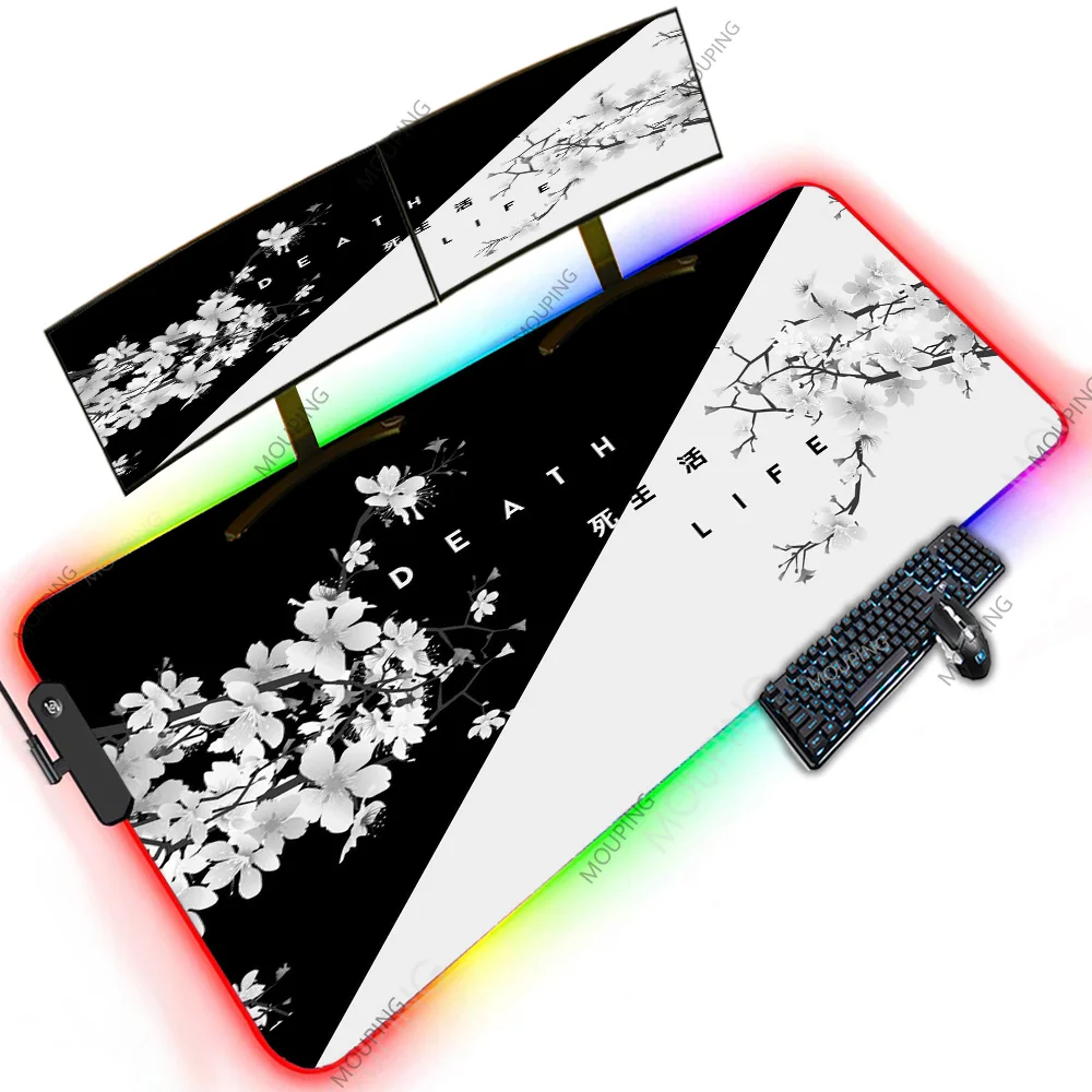 Tapete de Mesa Branco Grande 120x60 Gaming Xxxl Tapete de Rato Rgb Led Preto Mausepad Gamer 500x1000 Slipmat Borracha Acessórios para Computador Grande - Imagem 2
