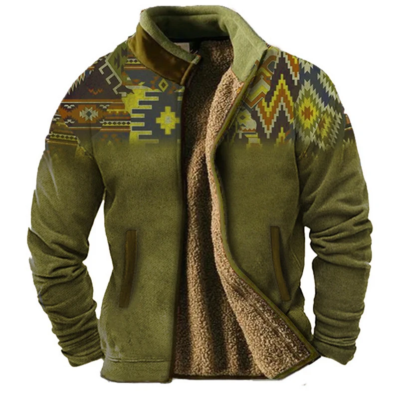 American Street Retro Autumn and Winter Warm Fleece Men's Jacket Outdoor Sports Mountaineering Camping Men's Plush Jacket