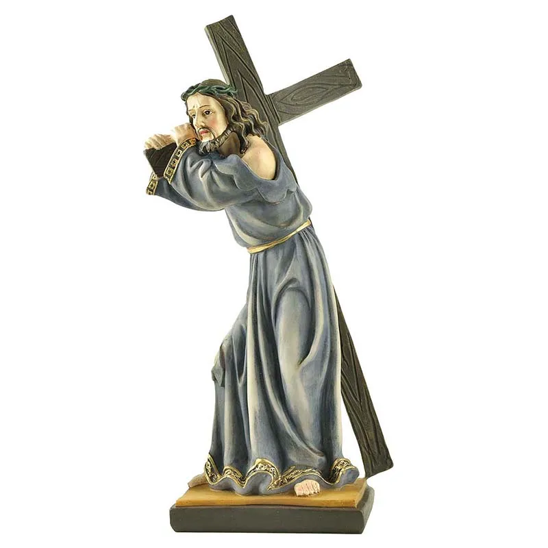 Jesus Statue Cross Decoration Home Decor Crafts Church Decorations Catholic Gift Resin Jesus Figurines Resin Statue
