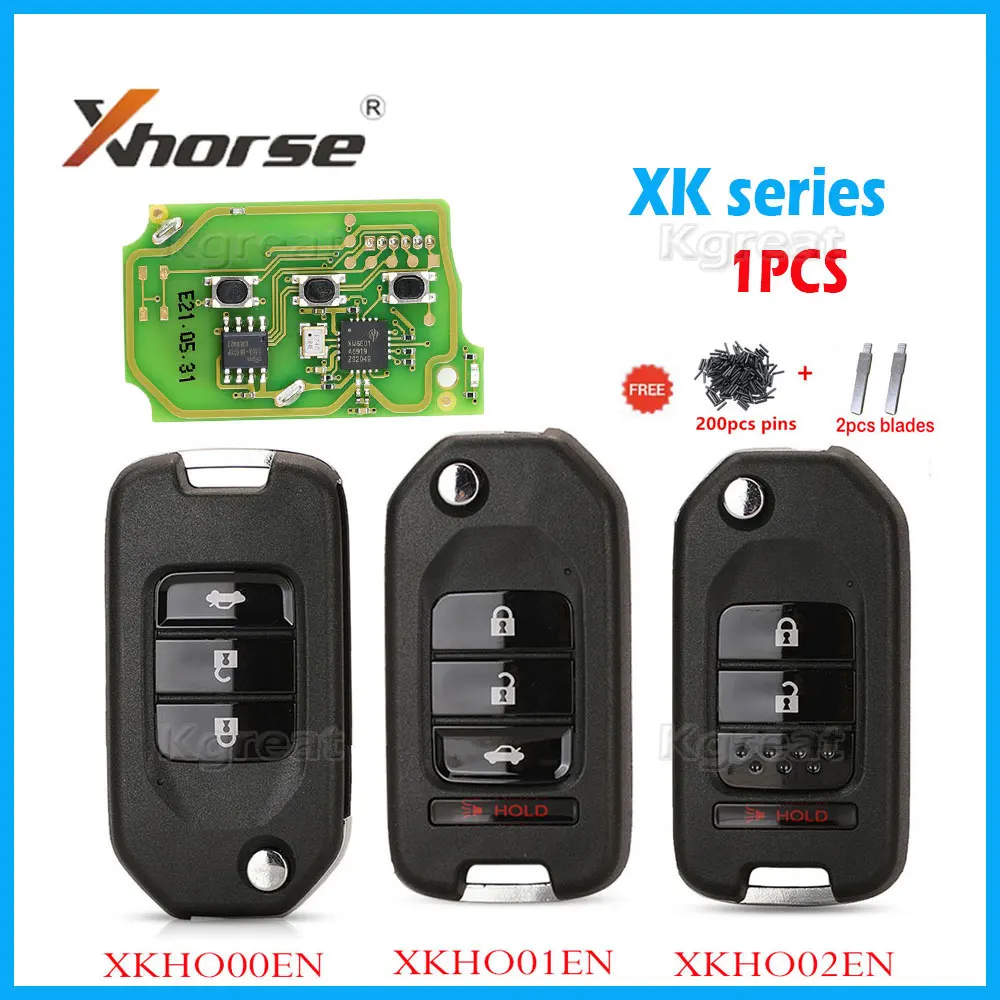 

1pcs Xhorse Wire Universal Remote Control Key 4 Buttons XKHO00EN/XKHO01EN/XKHO02EN VVDI Car Remote Key for Honda English Version