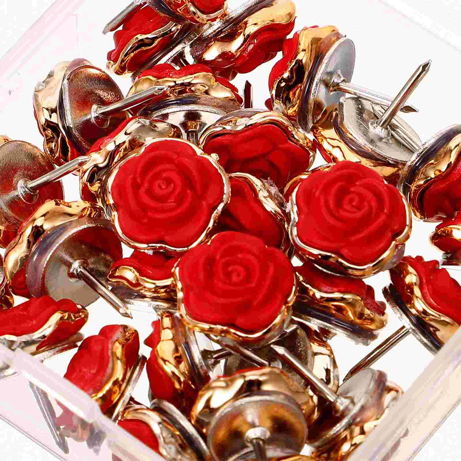 30 Pcs Red Thumb Tacks Pushpins For Use Replaceable Resin Map Supplies Desk Accessories Women Thumbtacks Office