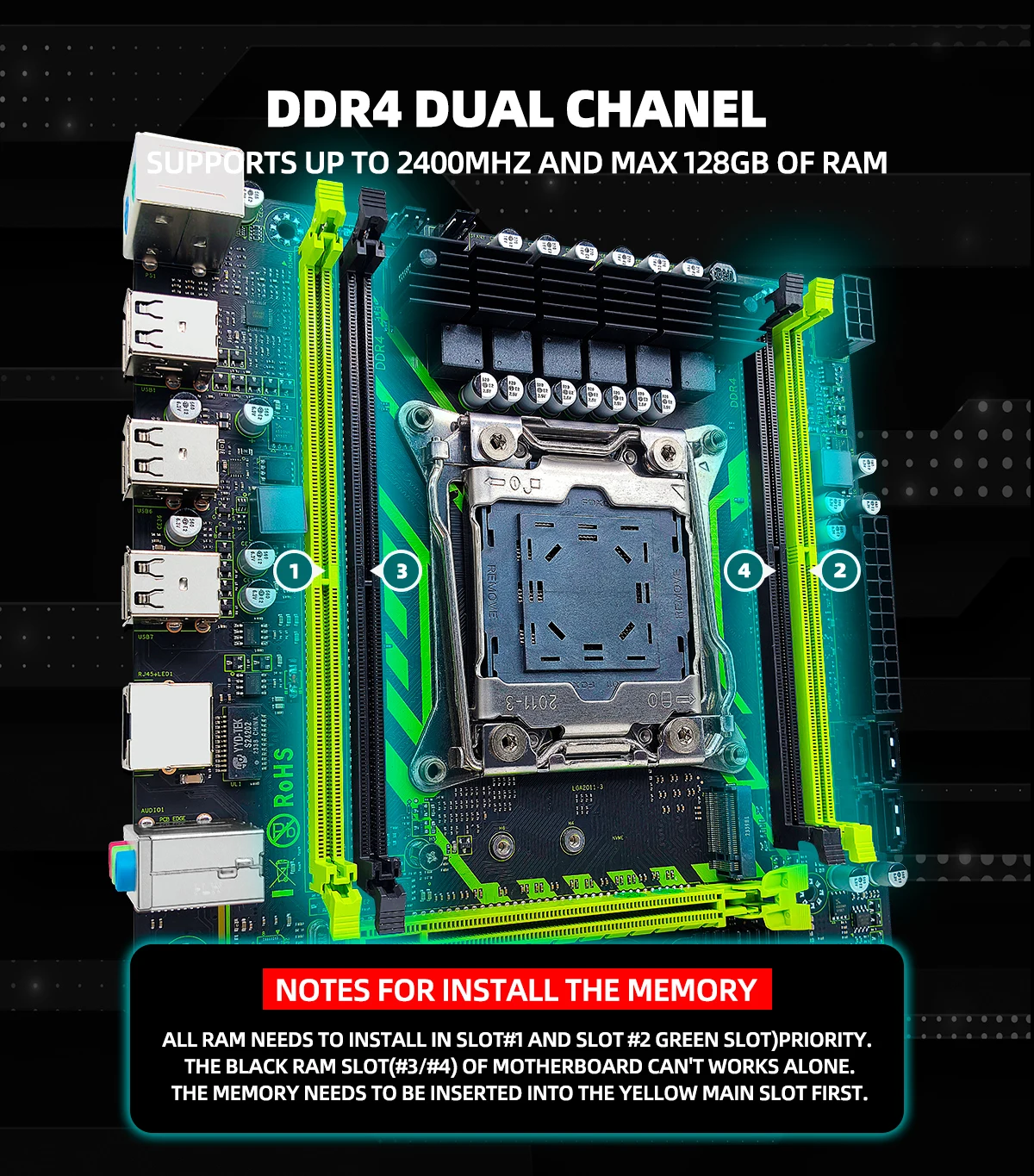 Description Picture 6 of itemX99-8D4 ZSUS Motherboard Set Kit With Intel LGA2011-3 Xeon E5 2650 V4 CPU DDR4 16GB (1*16GB) 2133MHZ RAM Memory NVME M.2 SATA
