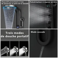 Panneau de douche de pluie moderne haut de gamme, Jet de Massage SPA, cascade, ensemble de robinets de colonne, affichage LED, système de douche intelligent pour salle de bain Robinet mélangeur thermostatique 2