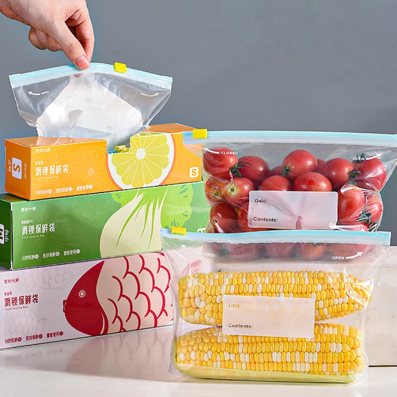 Slip Sealing Bag Refrigerator Frozen Food Preservation Bag Thickened Food Preservation Divided Storage Bag Kitchen Supplies fresh keeping bags vacuum seal bags food storage bags plastic food storage bags vacuum bags