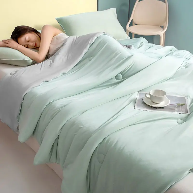 

Summer Air Condition Quilt Smooth Queen Cooling Blanket Lightweight Comforter Skin-friendly Breathable Blankets for Home Office