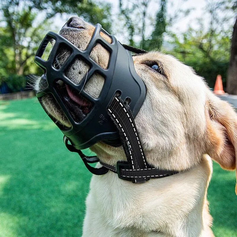 Dog Muzzle Adjustable Dog Muzzle Soft Silicone Breathable Strong Basket Small Medium Large X-Large Dogs Stop Biting Barking Chewing