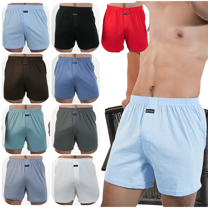 1PC Big Underpants Solid Pajama Bottoms At Home Plus Size Mens Boxer Briefs For Men High Waist Allo Pants Cotton Slacks Sleep Bottoms