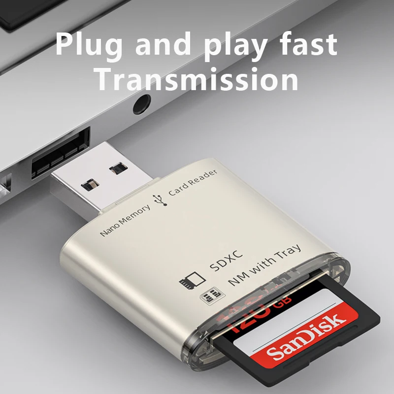 Leitor de Cartão nm Multi-função Usb Computador sd Cartão Duplo Metal Dois-em-um Compatível com o Sistema Windows Mac os Linux Novo - Imagem 2