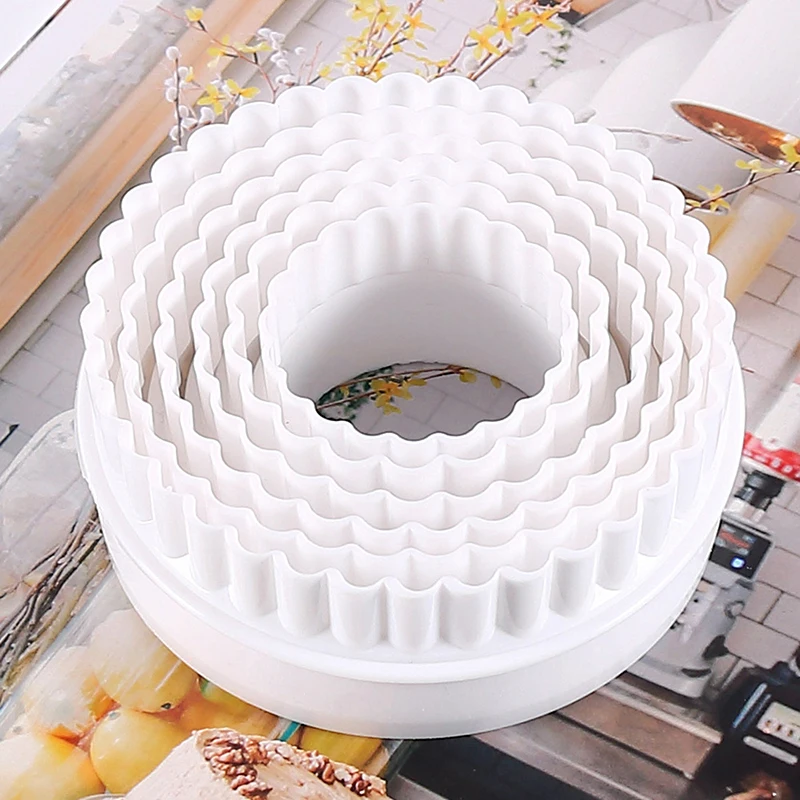 Cookie Cutters 6Pcs/Set White Wave Round Double-sided For Kitchen Baking Pastry Candy Chocolate