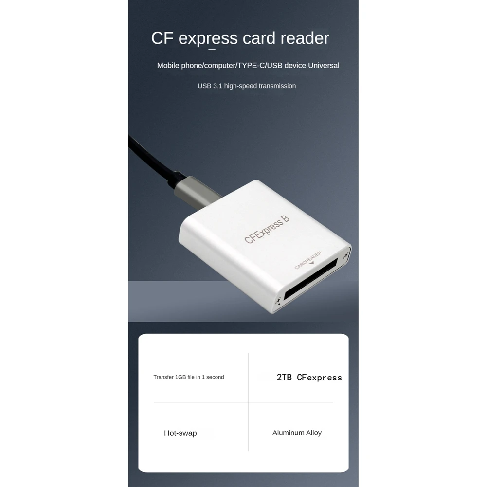 CFexpress CFE 카드 리더 및 A 타입에서 C 타입 케이블 키트, Z6, Z7, 1DX3 카메라 카드용, USB3.1 GEN 2, 10Gbps 카드 리더, PH862