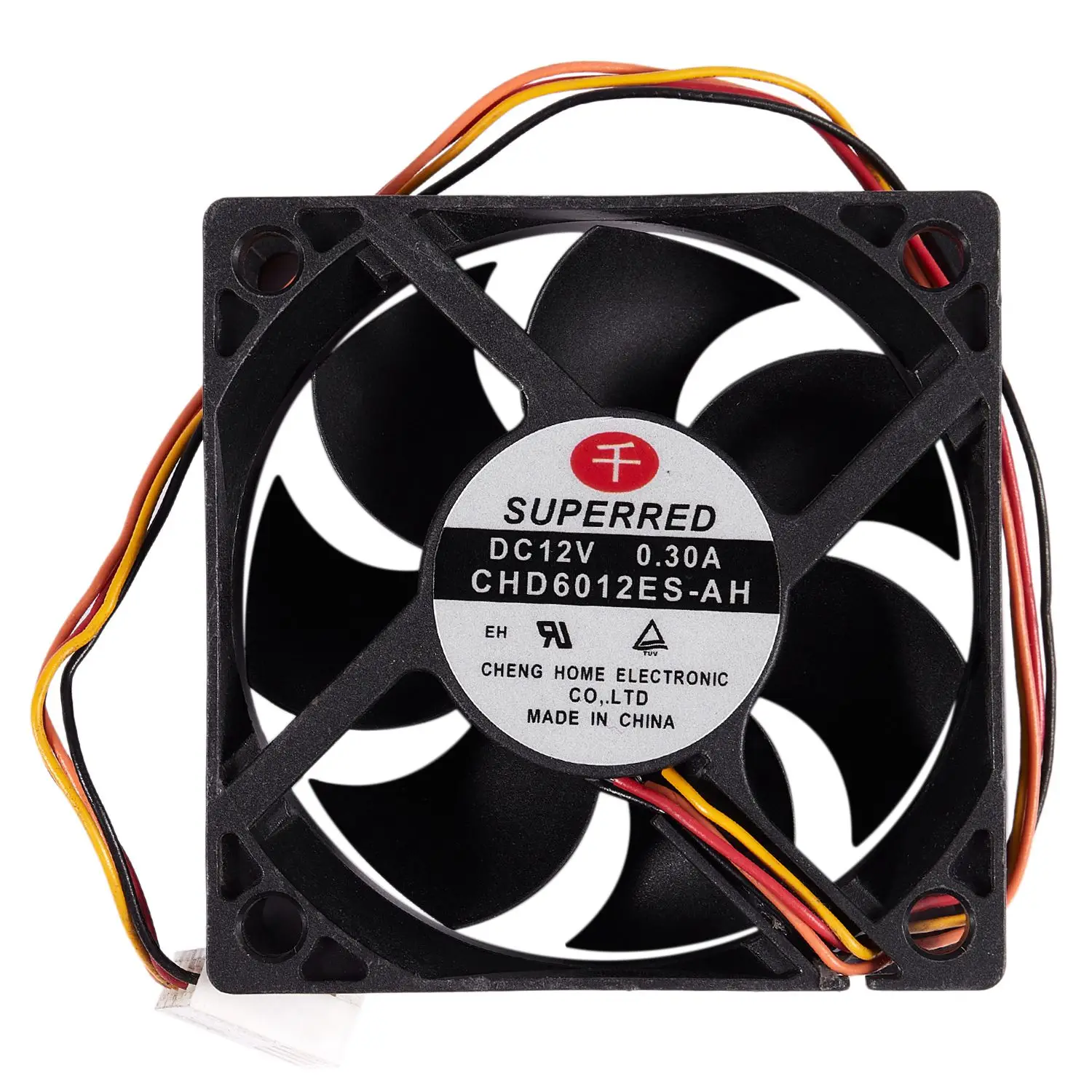 PC 컴퓨터 케이스 선풍기 CHD6012ES-AH, DC 12V, 0.3A, 60mm, 4 핀 커넥터