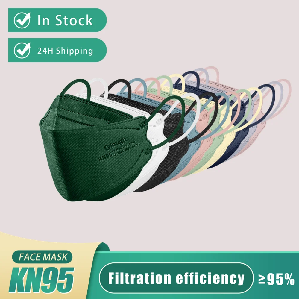 Маски Elough KN95 FFP2 4-слойная маска с рыбками для взрослых kn 95 CE Mascherine FFPP2 |