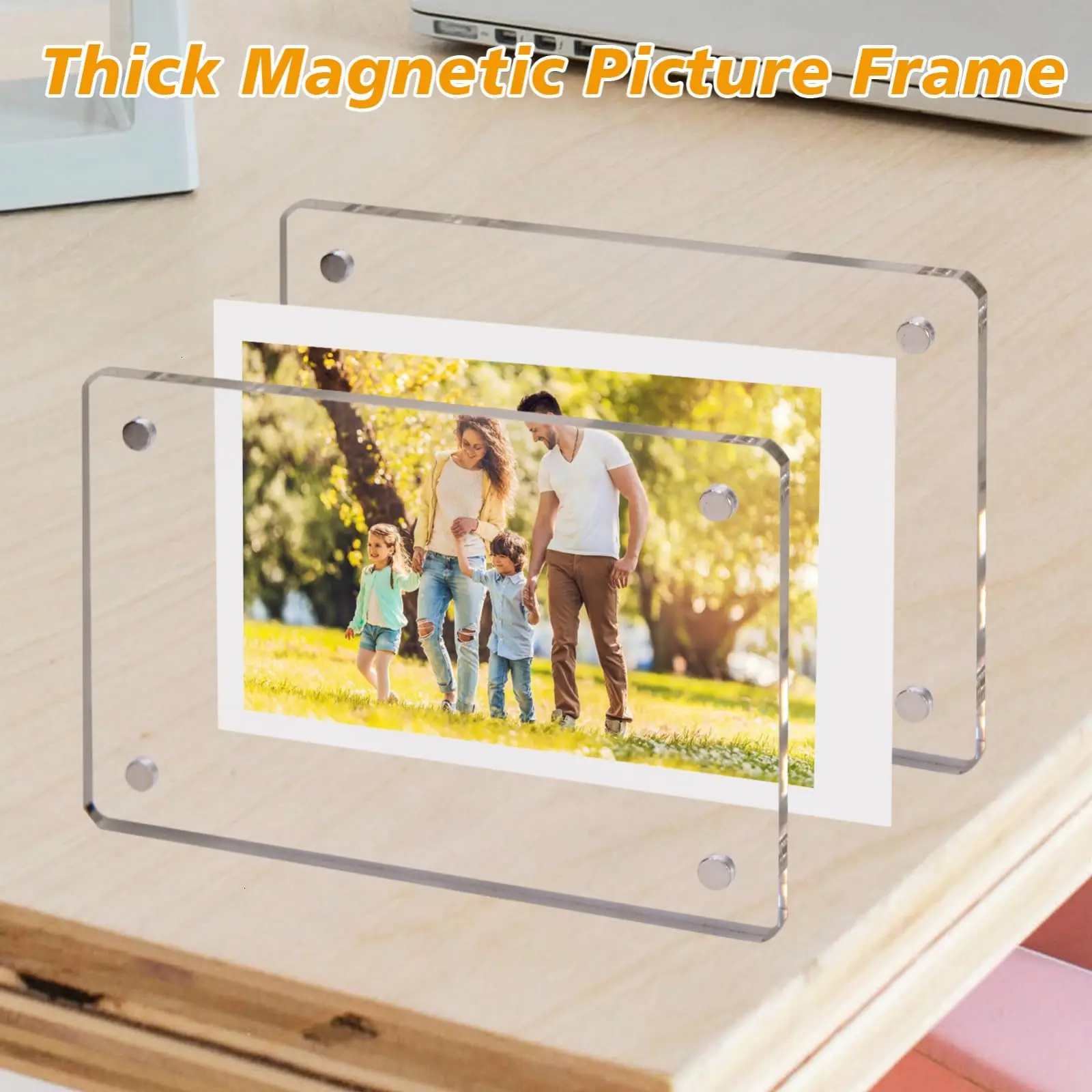 Acrylic Magnetic Double-Sided Mini Photo Frame - Wallet Size