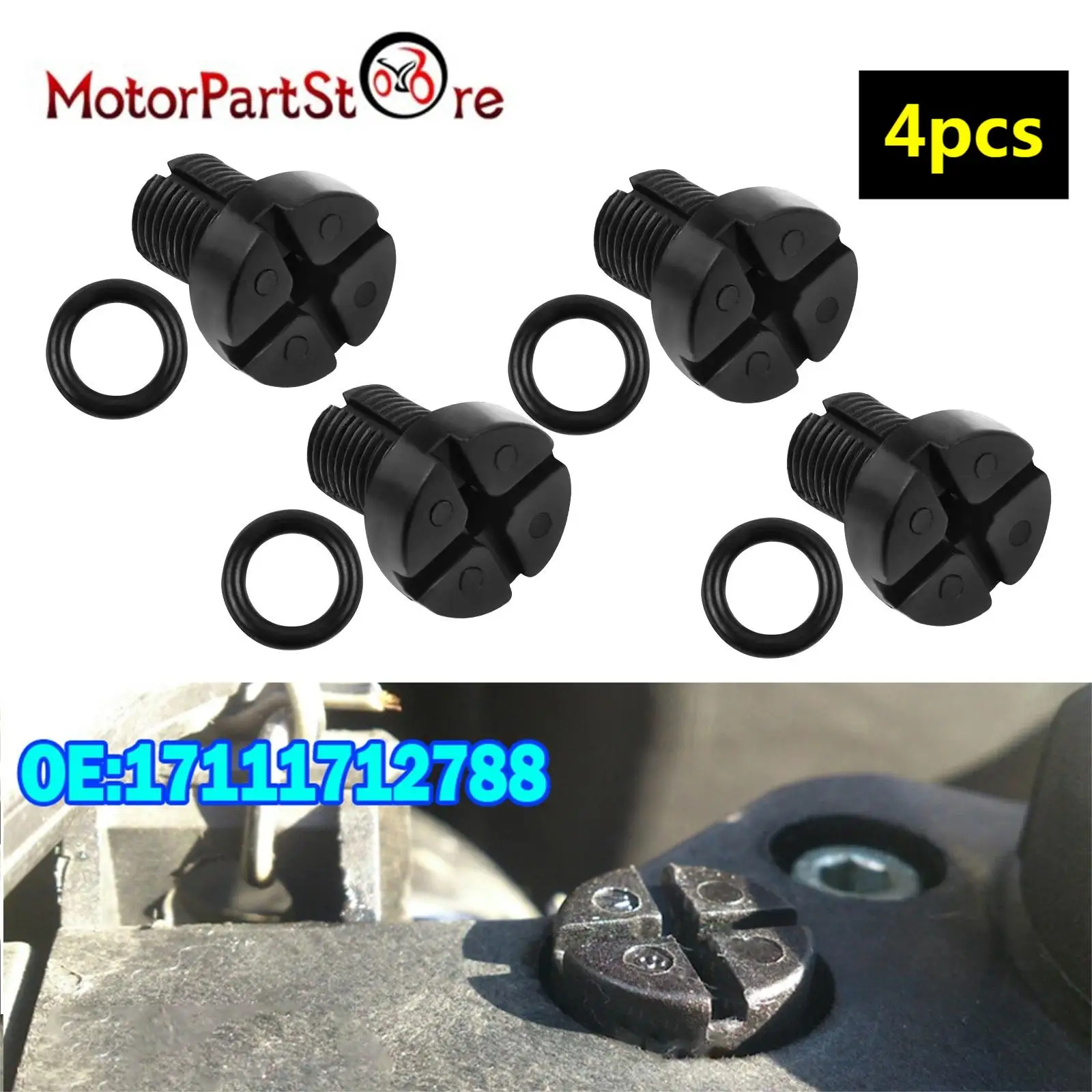 4x Car Radiator Hose Bleed Vent Screw Plug Bleeding 17111712788 For Bmw