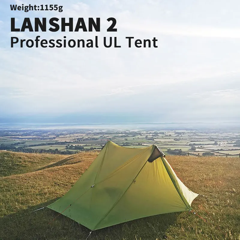 

3F UL GEAR LanShan 2 15D 2 Person Outdoor Ultralight Camping 3-4 Season Professional Rodless Tent Trekking Poles Ground Cloth