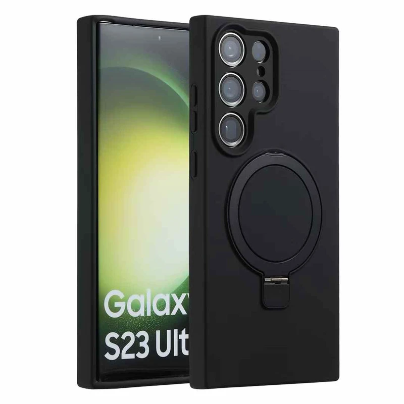 Magnetic Liquid Silicone Phone Case with Ring Holder and Magsafe Compatibility