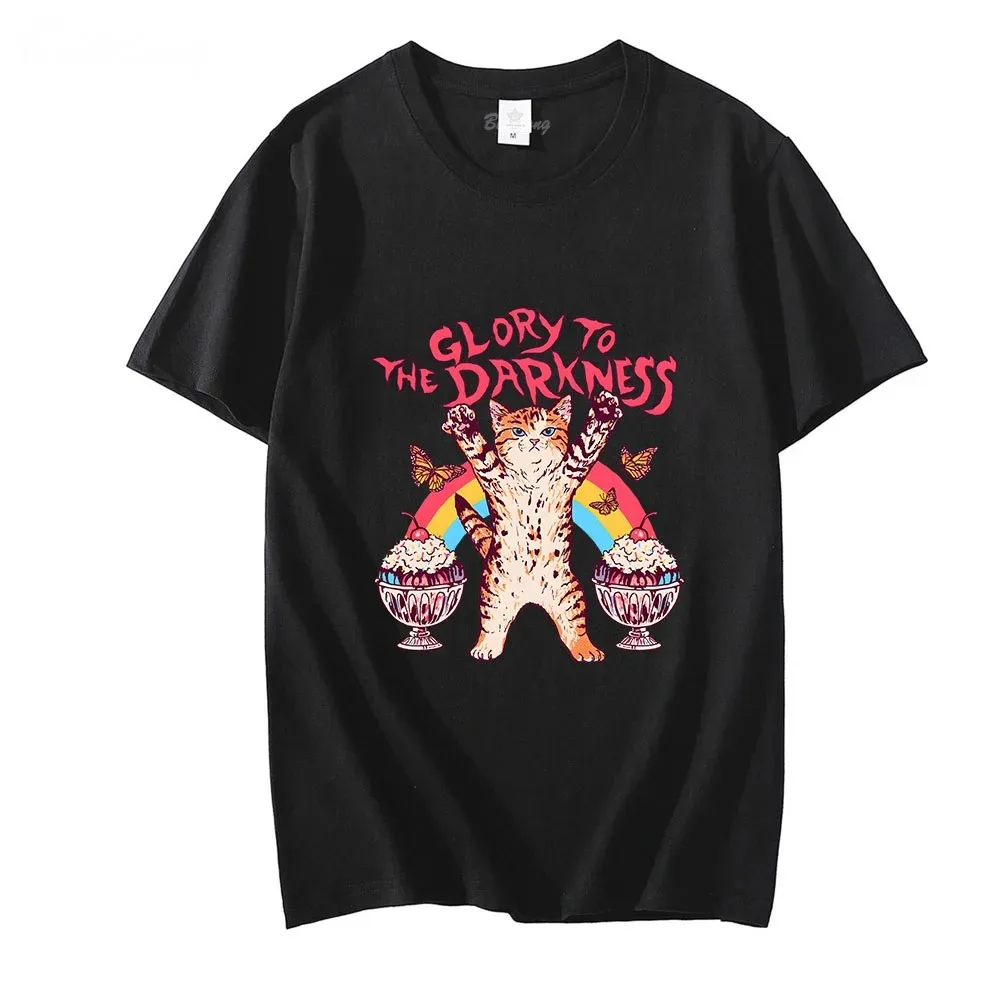

Glory To The Darkness Cat Butterfly Ice Fashion Trendy Couples Clothing Handsome 100% Cotton High Quality T Shirts O-Neck